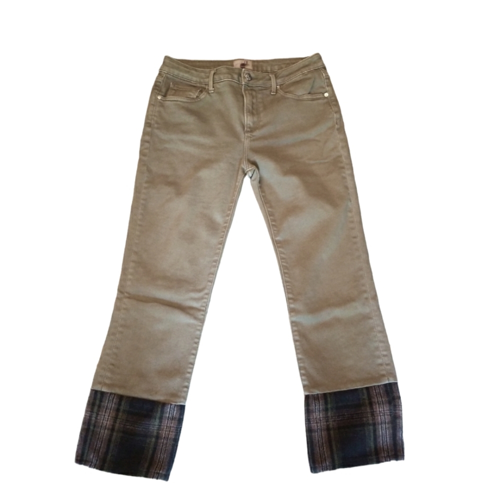Driftwood Colette moss green denim cropped jeans. Sz.28. EUC.